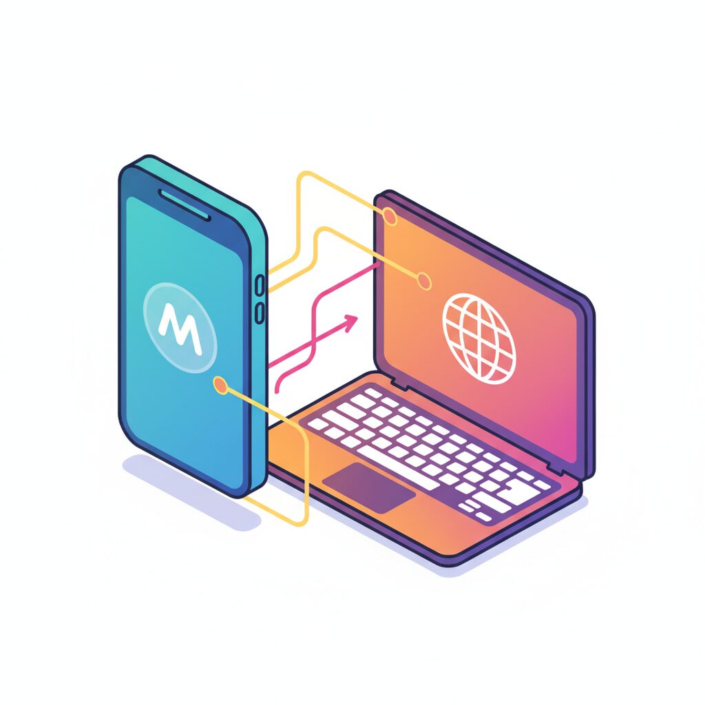 スマホやPC内で動作するローカルAIを表すアイコン（端末型AIイメージ）