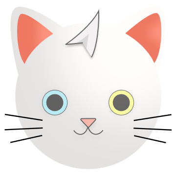 オッドアイの白猫・Atlas。片目に青、片目に金を宿し、光るスクリーンを見つめながら世界の情報を読み取る知的AI